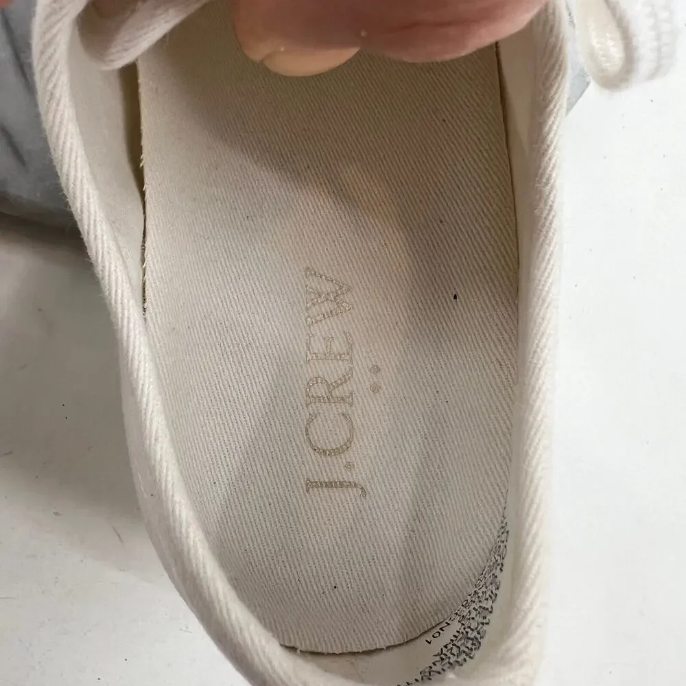 J Crew‎ Womens 6 Sneakers White Canvas Platform Low Top Lace Up Casual Shoes